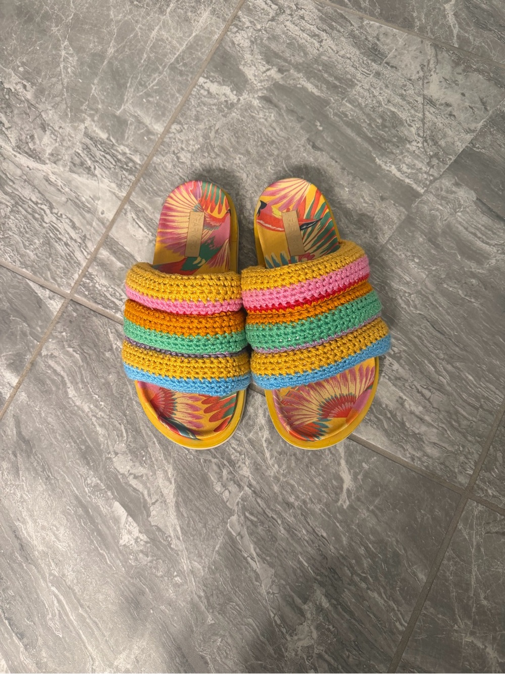 Farm Rio Multi-Color Crochet Slide Sandals - Picture 3 of 6